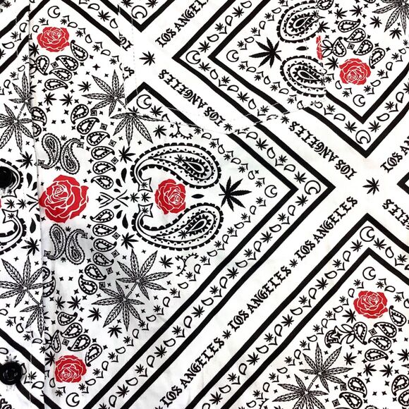 Eighty Eight Mens Sz XL Marijuana Cannabis Collared Shirt White Short Sleeve - Picture 8 of 10